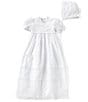 Color:White - Image 1 - Baby Girls Newborn-12 Months Victorian Christening Gown & Matching Bonnet Set