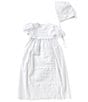 Color:White - Image 1 - Baby Girls Newborn-12 Months Lace Christening Gown & Matching Bonnet Set