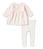 Color:Pink - Image 2 - Baby Girls Newborn-12 Months Long Sleeve Rosette Sweater and Leggings Set