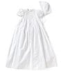 Color:White - Image 1 - Baby Girls Newborn-12 Months Smocked Christening Gown & Matching Bonnet Set
