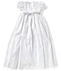 Color:White - Image 2 - Baby Girls Newborn-12 Months Smocked Christening Gown & Matching Bonnet Set
