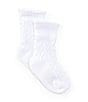 Edgehill Collection Baby Girls Lettuce Trim Ankle Socks, Color:White - Image 1
