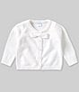 Edgehill Collection Baby Girls Round Neck Bow Detail Long Sleeve Cardigan, Color:White - Image 1