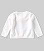 Edgehill Collection Baby Girls Round Neck Bow Detail Long Sleeve Cardigan, Color:White - Image 2