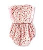 Edgehill Collection Baby Girls Newborn-24 Months Sleeveless Cherry Print Side Bow Bubble Romper, Color:Pink - Image 2