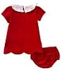 Edgehill Collection Baby Girls Red Velvet Ruffle Dress - Image 2