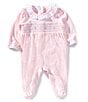 Edgehill Collection Baby Girls Solid Pima Cotton Hand Smocked Footie Coverall, Color:Pink - Image 1