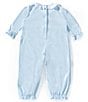 Edgehill Collection Baby Girls Solid Pima Cotton Hand Smocked Romper, Color:Blue - Image 2