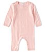 Color:Light Pink - Image 1 - Baby Newborn-12 Months Long-Sleeve Button Detail Cashmere Coverall