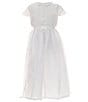 Color:White - Image 1 - Big Girls 7-10 Round Neck Short Sleeve Heirloom Dress