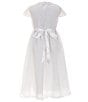 Color:White - Image 2 - Big Girls 7-10 Round Neck Short Sleeve Heirloom Dress