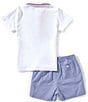 Edgehill Collection Little Boys Americana Stripe Short Sleeve Polo & Gingham Shorts Set, Color:White - Image 2