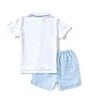 Edgehill Collection Little Boys 2T-7 Embroidered Tennis Racket Polo & Stripe Shorts Set, Color:White - Image 2