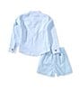 Edgehill Collection Little Boys 2T-7 Long Sleeve Shirt & Solid Shorts Set, Color:Blue - Image 2