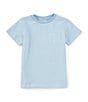 Color:Blue - Image 1 - Little Boys 2T-7 Stripe Round Neck Front Pocket Short Sleeve Crew Shirt