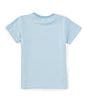 Color:Blue - Image 2 - Little Boys 2T-7 Stripe Round Neck Front Pocket Short Sleeve Crew Shirt