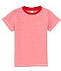 Color:Red - Image 1 - Little Boys 2T-7 Stripe Round Neck Short Sleeve Crew T-Shirt