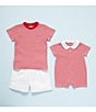 Color:Red - Image 3 - Little Boys 2T-7 Stripe Round Neck Short Sleeve Crew T-Shirt
