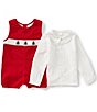 Edgehill Collection Little Boys Smocked Christmas Tree Jon Jon Romper - Image 2