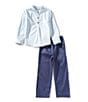 Edgehill Collection Little Boys Woven Solid Pants Set, Color:Blue - Image 1