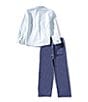 Edgehill Collection Little Boys Woven Solid Pants Set, Color:Blue - Image 2