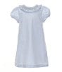 Edgehill Collection Little Girls 2T-6X Floral Round Smocked Neck Cap Sleeve Dress, Color:Blue - Image 1
