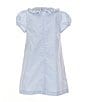 Edgehill Collection Little Girls 2T-6X Floral Round Smocked Neck Cap Sleeve Dress, Color:Blue - Image 2