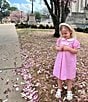 Color:Pink - Image 3 - Little Girls 2T-6X Peter Pan Cap Sleeve Tab Dress