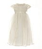 Color:Ivory - Image 1 - Little girls 2T-6X Round Neck Short Sleeve Lace Heirloom Dress