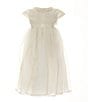 Edgehill Collection Little Girls 2T-6X Round Neck Short Sleeve Lace Heirloom Dress, Color:Ivory - Image 1