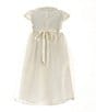 Color:Ivory - Image 2 - Little girls 2T-6X Round Neck Short Sleeve Lace Heirloom Dress