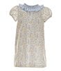 Color:Floral - Image 1 - Little Girl 2T-6X Floral Round Smocked Neck Cap Sleeve Dress