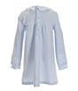 Color:Blue - Image 2 - Little Girl 2T-6X Ruffle Round Neck Long Sleeve Solid Knit Dress