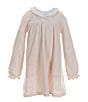 Color:Pink - Image 1 - Little Girl 2T-6X Ruffle Round Neck Long Sleeve Solid Knit Dress