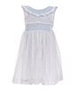 Color:White - Image 1 - Little Girl 2T-6X Smocked Peter Pan Collar Sleeveless Dress