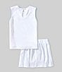 Edgehill Collection Little Girls 2T-6X Embroidered Tennis Racquet Sleeveless Top & Polka-Dot Skirt Set, Color:White - Image 2