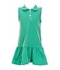 Edgehill Collection Little Girls 2T-6X Pique Peter Pan Collar Sleeveless Dress, Color:Green - Image 1