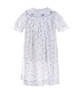 Color:Blue - Image 1 - Little Girls 2T-6X Round Neck Short Sleeve Bishop Swiss Dot Dress