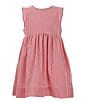 Color:Red - Image 1 - Little Girls 2T-6X Family Matching Round Neck Sleeveless Gingham Wrap Back Dress