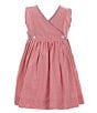Color:Red - Image 2 - Little Girls 2T-6X Family Matching Round Neck Sleeveless Gingham Wrap Back Dress