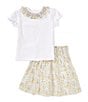 Edgehill Collection Little Girls 2T-6X Short Sleeve Top & Multi Floral Skirt Set, Color:Multi - Image 1