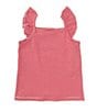 Color:Red - Image 1 - Little Girls 2T-6X Square Neck Ruffle Sleeveless Stripe Tank Top