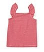 Color:Red - Image 2 - Little Girls 2T-6X Square Neck Ruffle Sleeveless Stripe Tank Top
