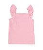 Color:Pink - Image 2 - Little Girls 2T-6X Square Neck Ruffle Sleeveless Stripe Tank Top