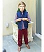 Edgehill Collection x Darby Fallon Clark Little Boys Jack Reversible Gingham Corduroy Pull-On Pants, Color:Burgundy Gingham - Image 5