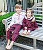 Edgehill Collection x Darby Fallon Clark Little Boys Tod Plaid Pull-On Pants, Color:Burgundy - Image 5