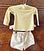 Edgehill Collection x Kristin Ellen Hockman Baby Boys 3-24 Months Archie Solid Rashguard & Floral Print Swim Trunks Set, Color:Ivory - Image 3