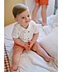 Edgehill Collection x Kristin Ellen Hockman Baby Boys 3-24 Months Augie Embroidered Sailor Collar & Shorts Set, Color:Coral - Image 5