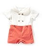 Edgehill Collection x Kristin Ellen Hockman Baby Boys 3-24 Months Augie Embroidered Sailor Collar & Shorts Set, Color:Coral - Image 1
