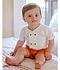 Edgehill Collection x Kristin Ellen Hockman Baby Boys 3-24 Months Augie Embroidered Sailor Collar & Shorts Set, Color:Coral - Image 3